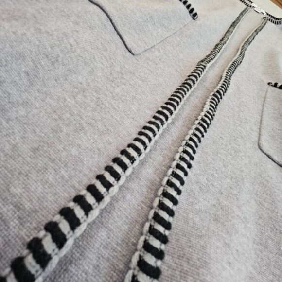 Magaschoni Long Line Open Front Gray Knit Cardigan Sweater Pockets Size Medium - Picture 2 of 11